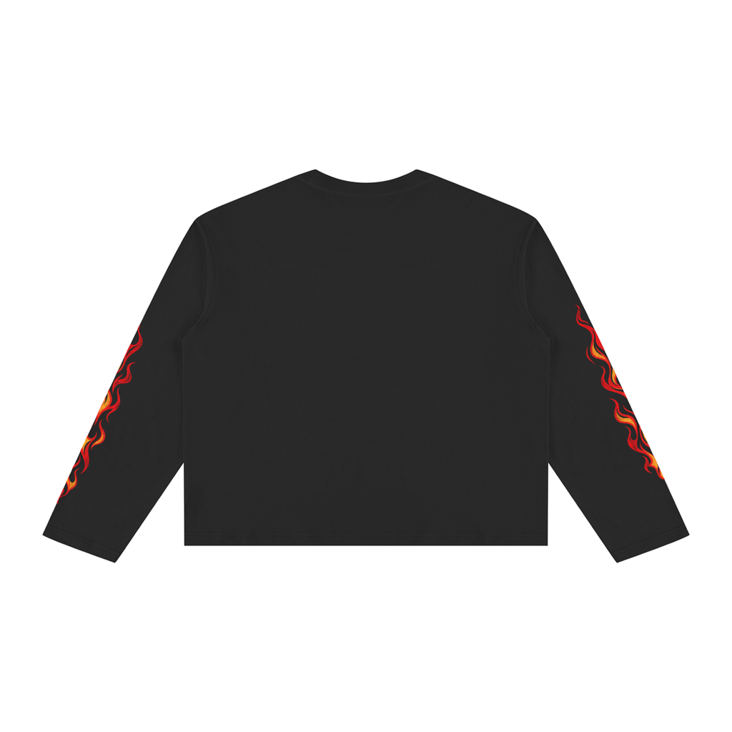 OC Varsity Flames- Unisex Vintage Wash Long Sleeve Boxy T-Shirt