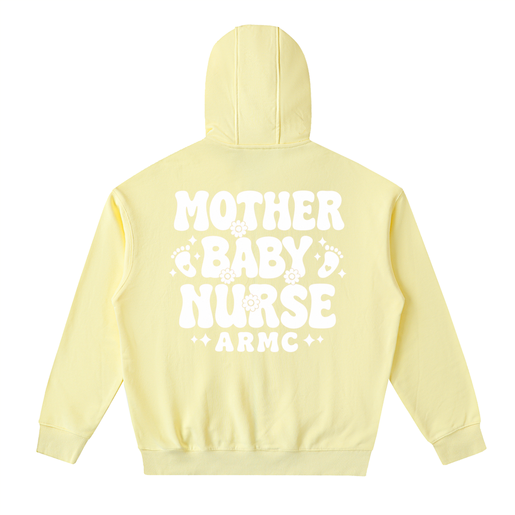 Mother Baby White Text - Adult Unisex Drop-Shoulder Zip Up Hoodie