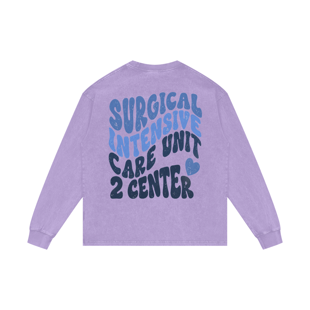 2 Center- adult unisex Acid Wash Oversize Long Sleeve T-Shirt
