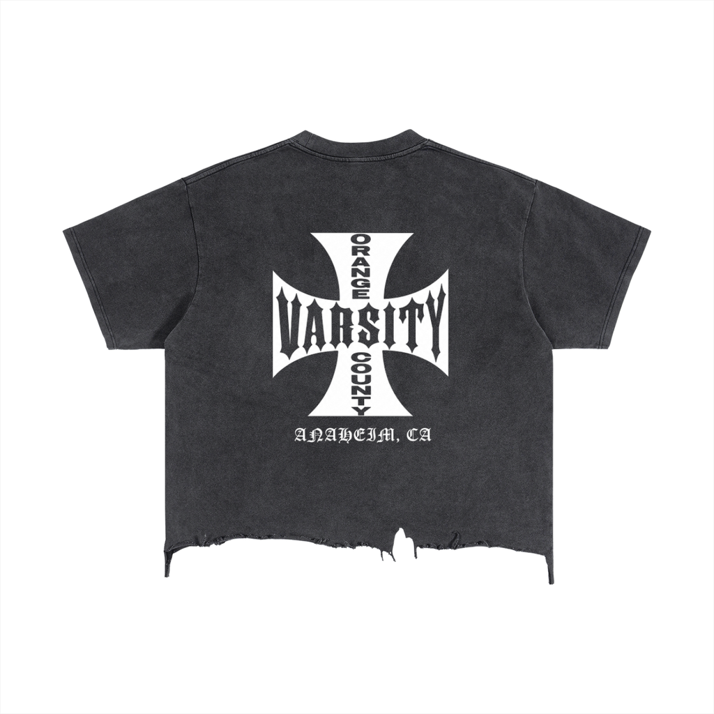 OC Varsity Choppers - adult unisex Vintage Wash Boxy Distressed Hem T-Shirt