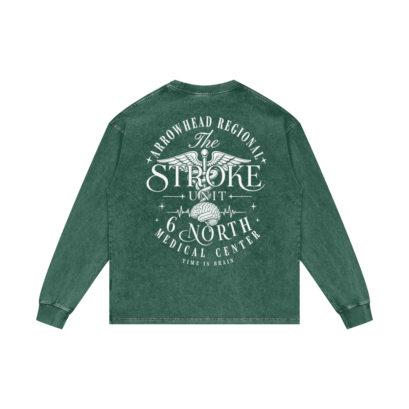 6 North White Lettering - Acid Wash Oversize Long Sleeve T-Shirt