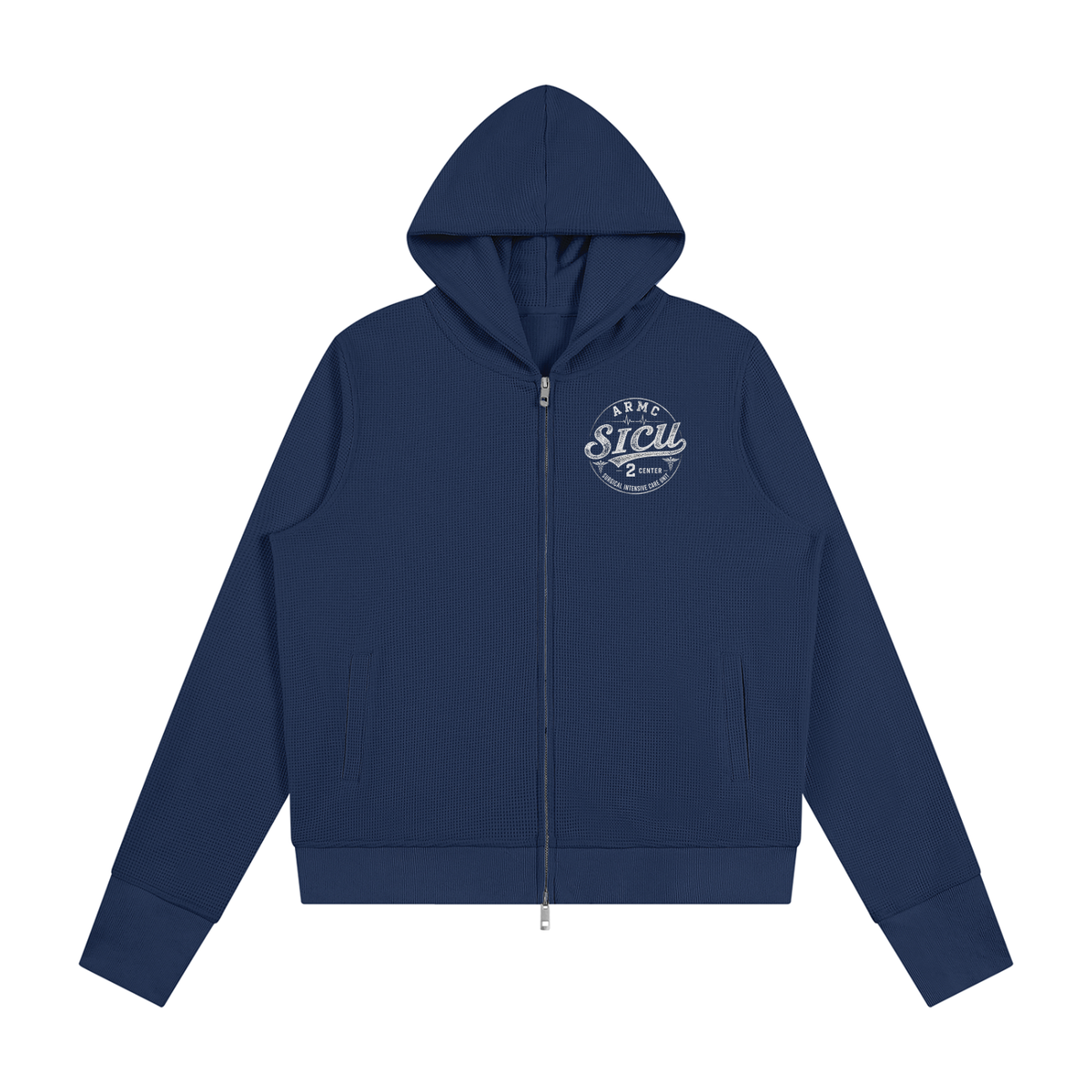 2 center- Women's Waffle Full Zip Hoodie