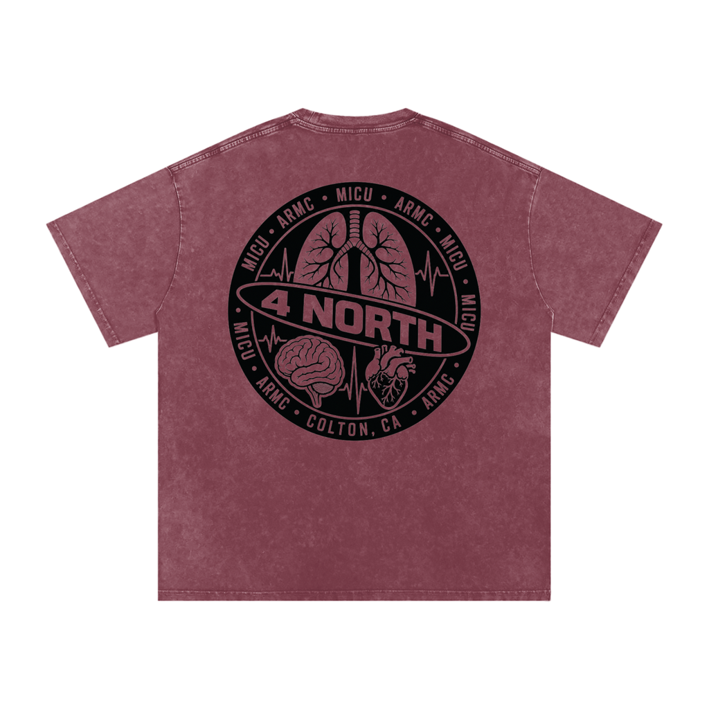 4 North black lettering- adult unisex Snow Washed Oversized Cotton T-Shirt