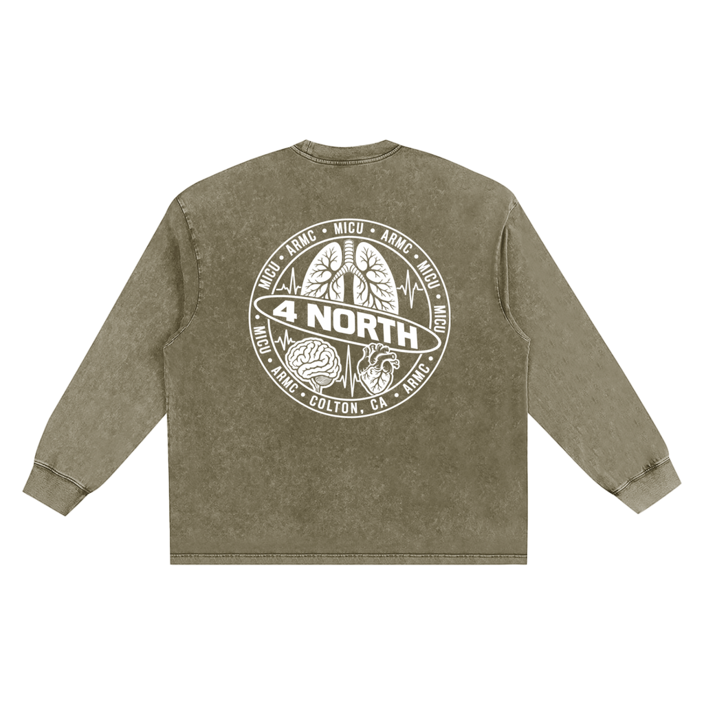 4 North white lettering- adult unisex Snow Washed Frayed Edge T-Shirt