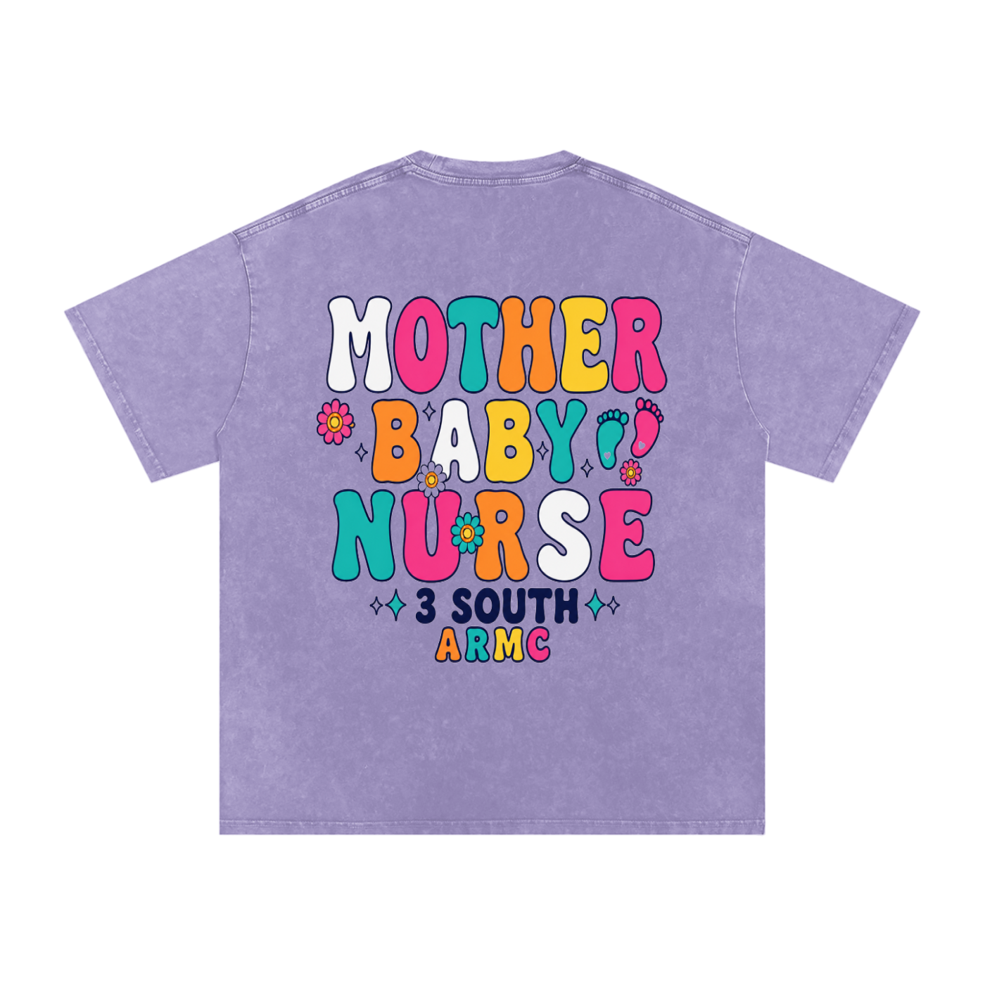 3 South Baby Mother-adult unisex Snow Washed Oversized Cotton T-Shirt