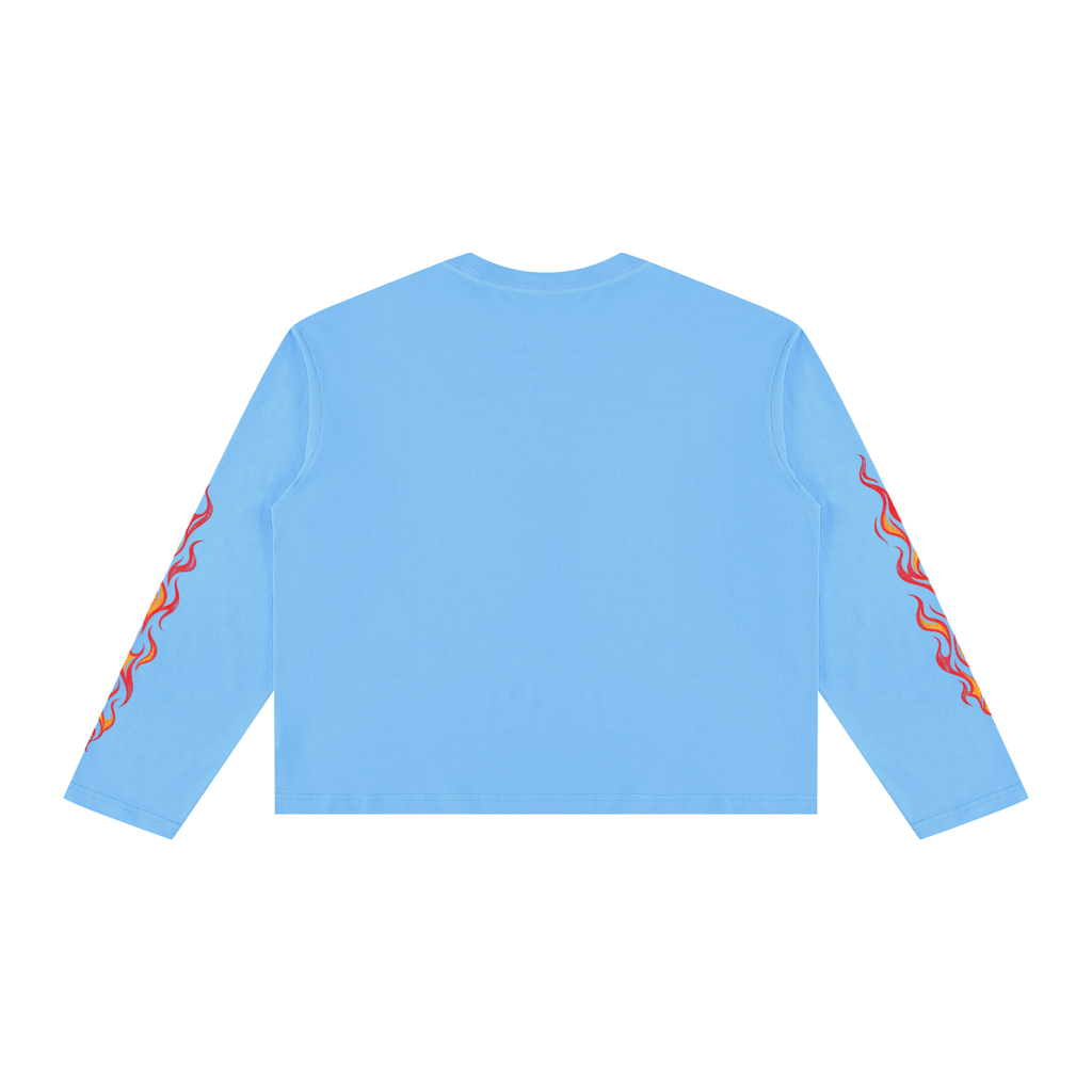 OC Varsity Flames- Unisex Vintage Wash Long Sleeve Boxy T-Shirt