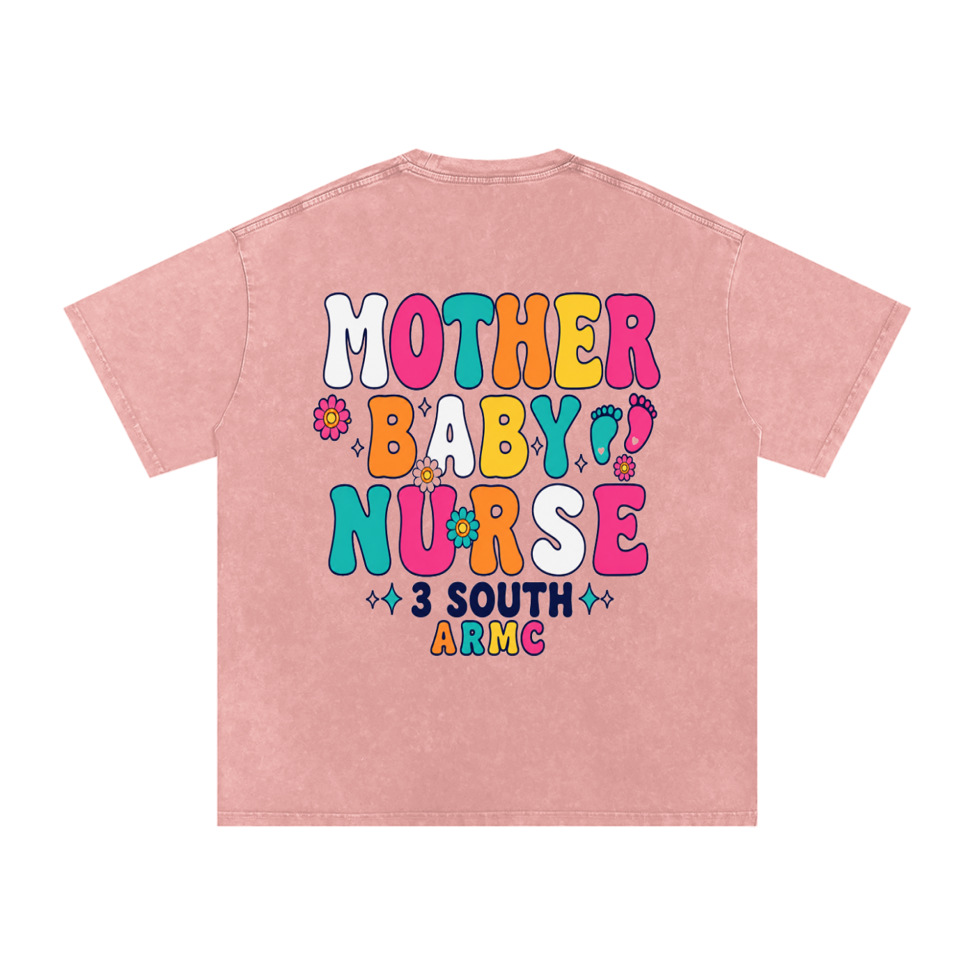 3 South Baby Mother-adult unisex Snow Washed Oversized Cotton T-Shirt