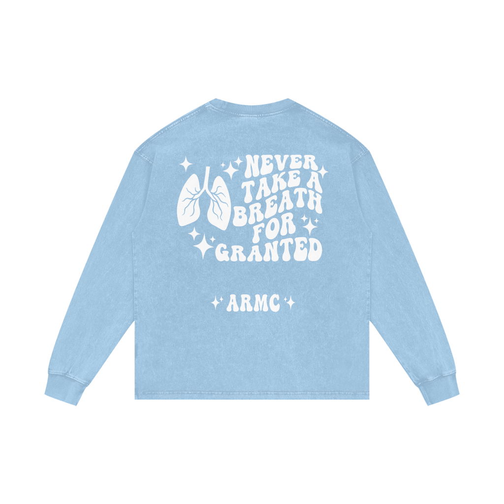 Respiratory Therapy- adult unisex Acid Wash Oversize Long Sleeve T-Shirt