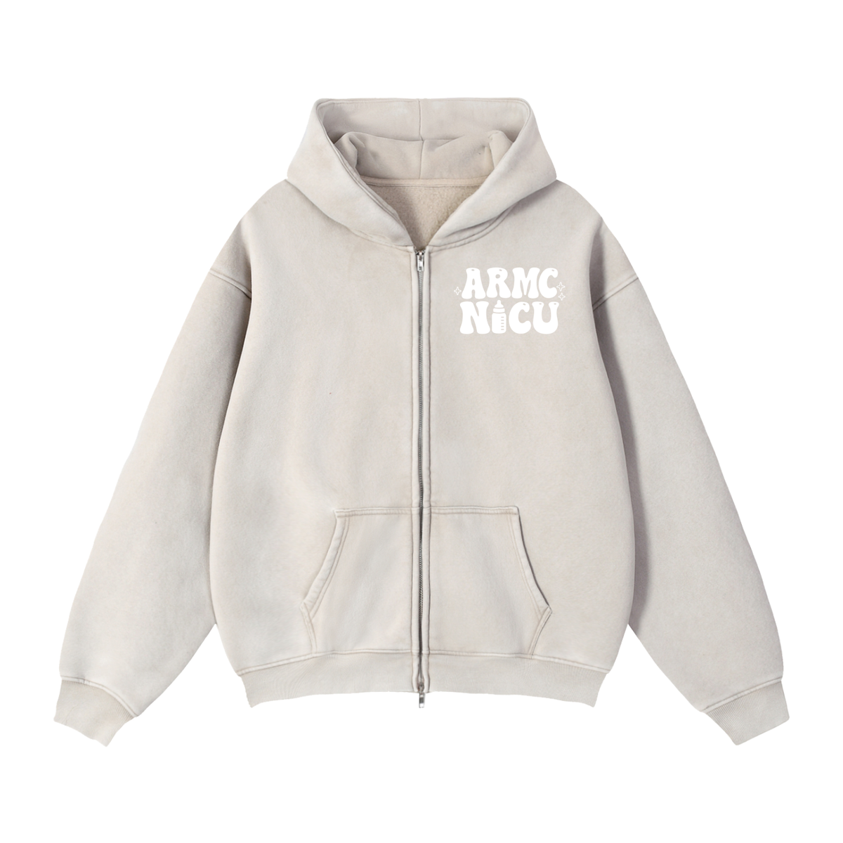 NICU- adult unisex Zip-Through Boxy Fleece Hoodie