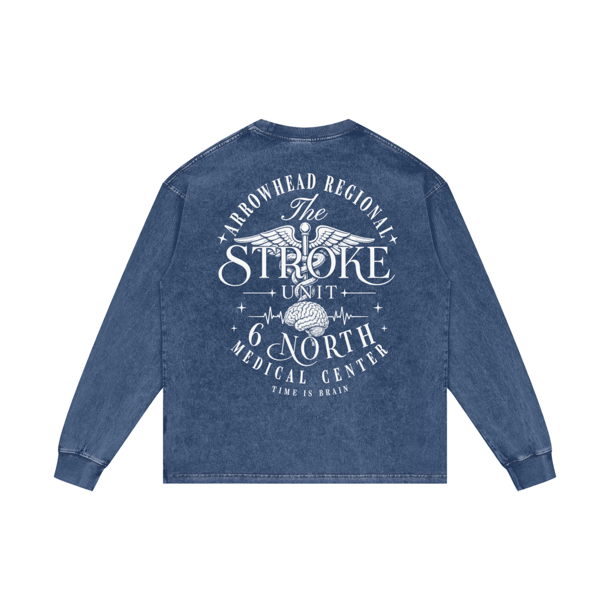 6 North White Lettering - Acid Wash Oversize Long Sleeve T-Shirt