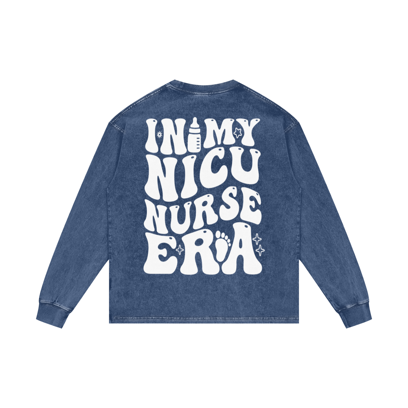 NICU- adult unisex Acid Wash Oversize Long Sleeve T-Shirt
