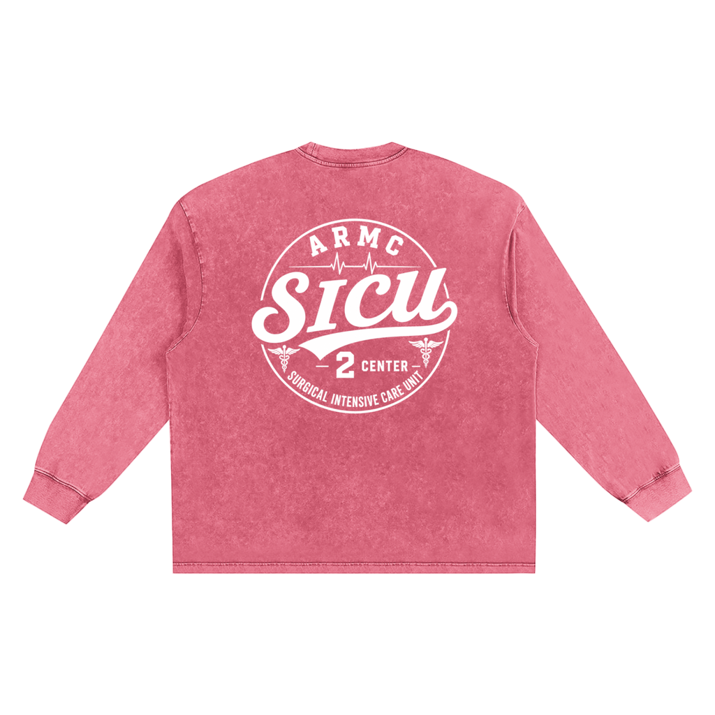 2 South SICU- adult unisex Snow Washed Frayed Edge T-Shirt