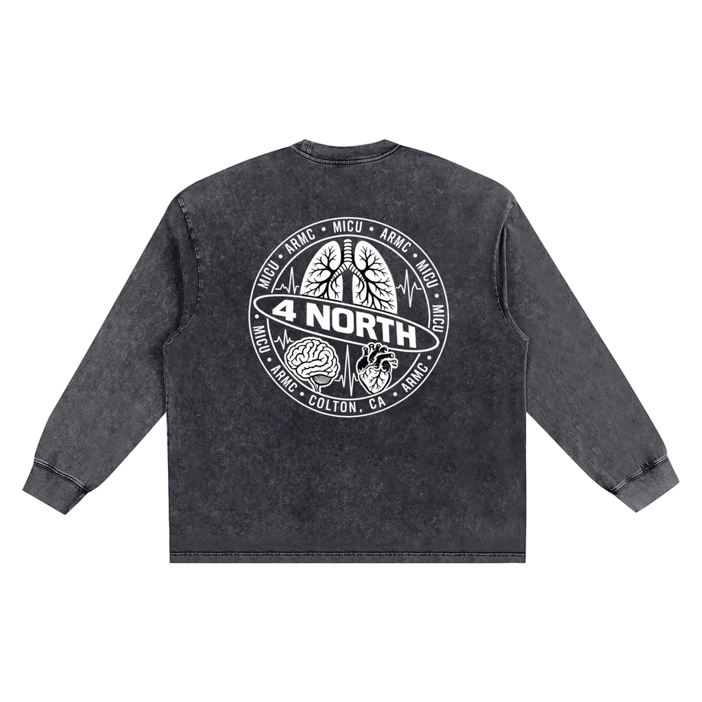 4 North white lettering- adult unisex Snow Washed Frayed Edge T-Shirt