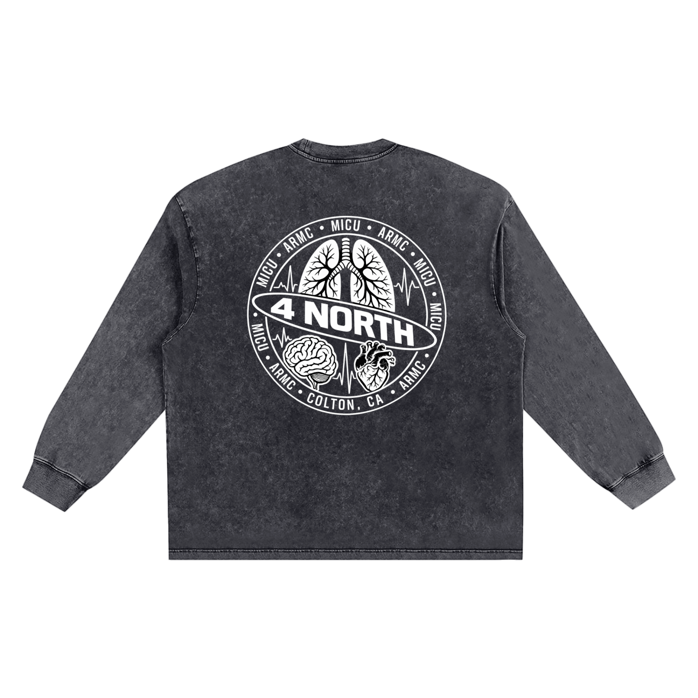 4 North white lettering- adult unisex Snow Washed Frayed Edge T-Shirt