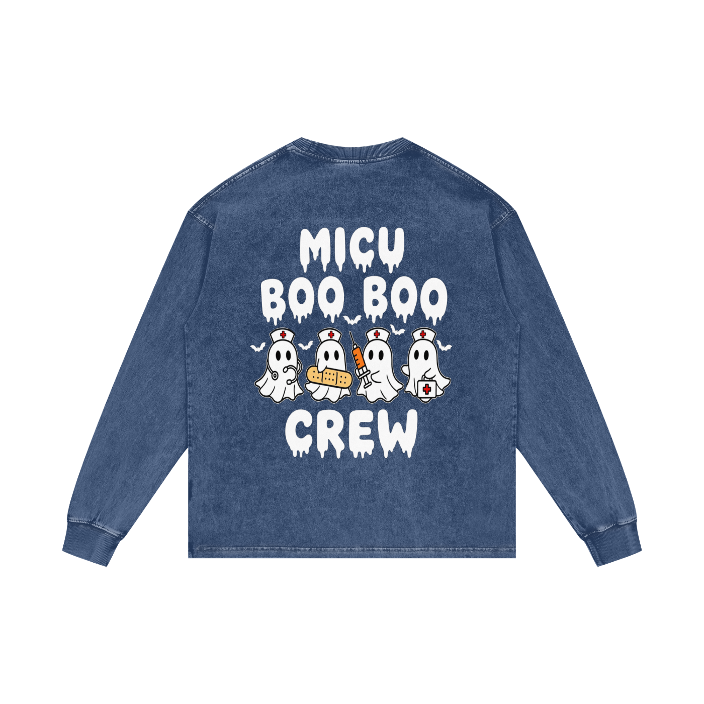 4 North BOO BOO CREW-adult unisex Acid Wash Oversize Long Sleeve T-Shirt