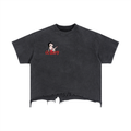 “OC VARSITY Betty Boop”- adult unisex Vintage Wash Boxy Distressed Hem T-Shirt