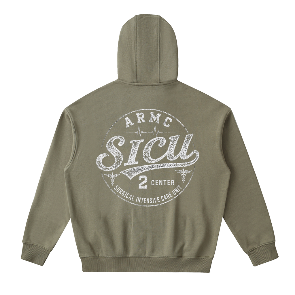 2 Center SICU- adult unisex Drop-Shoulder Zip Up Hoodie