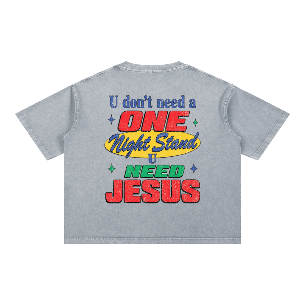 U need Jesus OC Varsity- adult unisex Mineral Wash Boxy Cotton T-Shirt