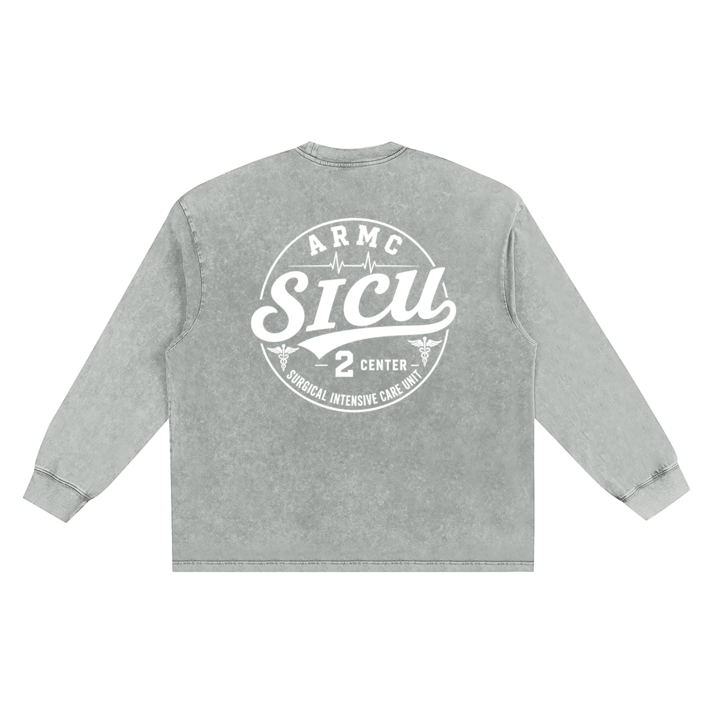 2 South SICU- adult unisex Snow Washed Frayed Edge T-Shirt