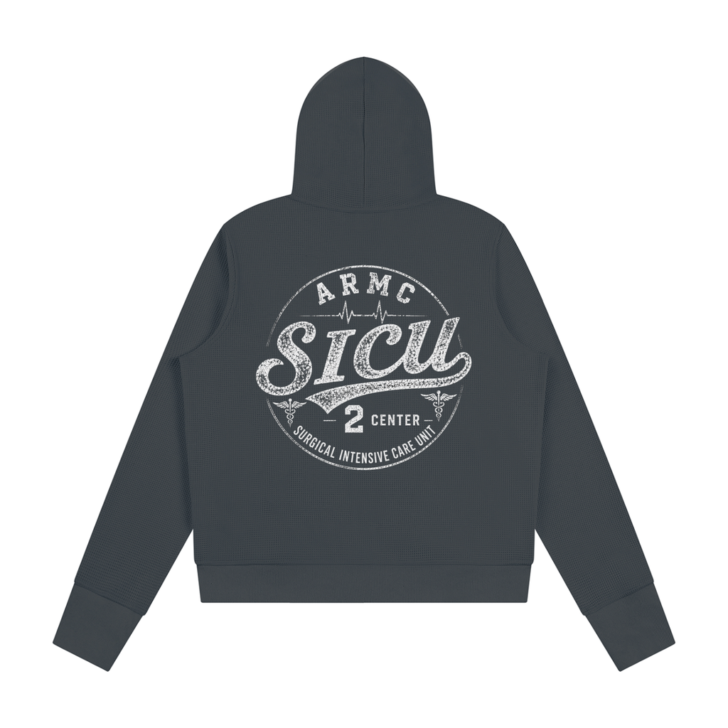 2 center- Women's Waffle Full Zip Hoodie