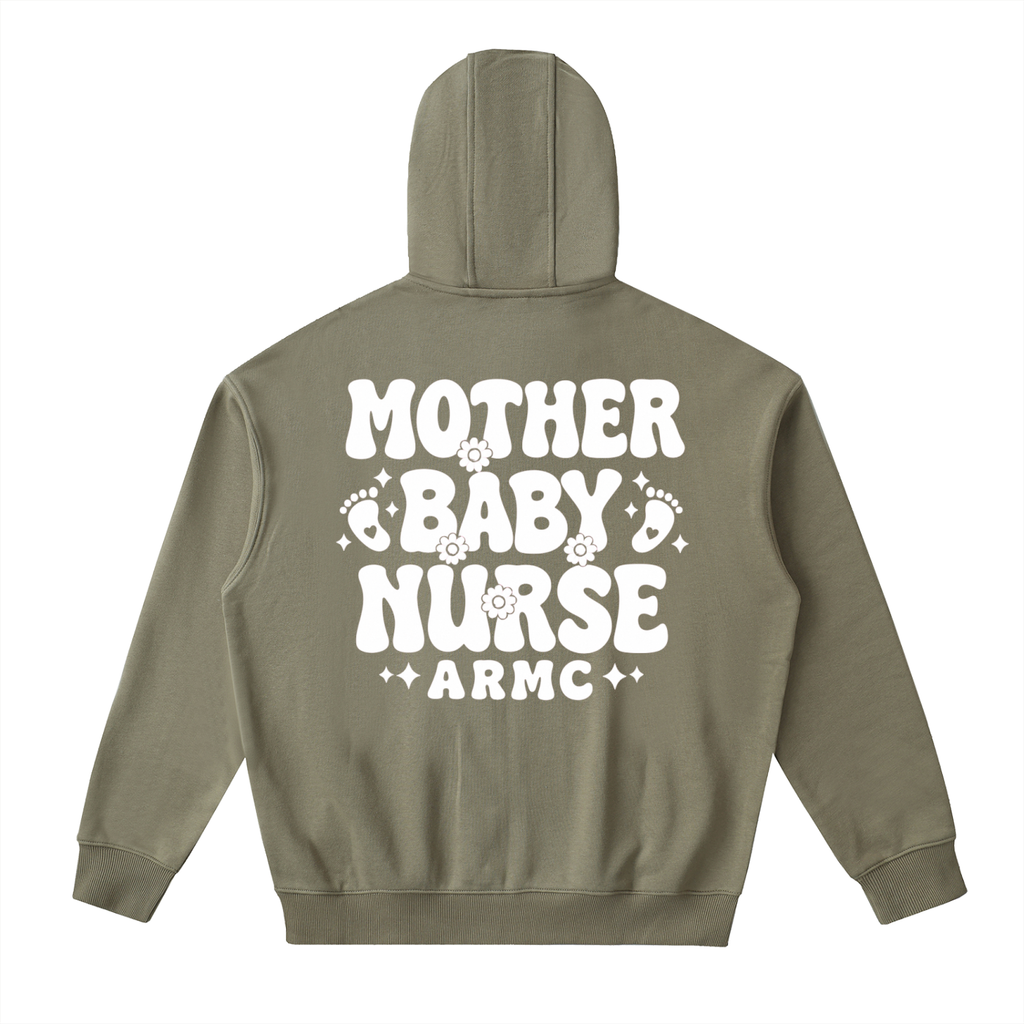 Mother Baby White Text - Adult Unisex Drop-Shoulder Zip Up Hoodie