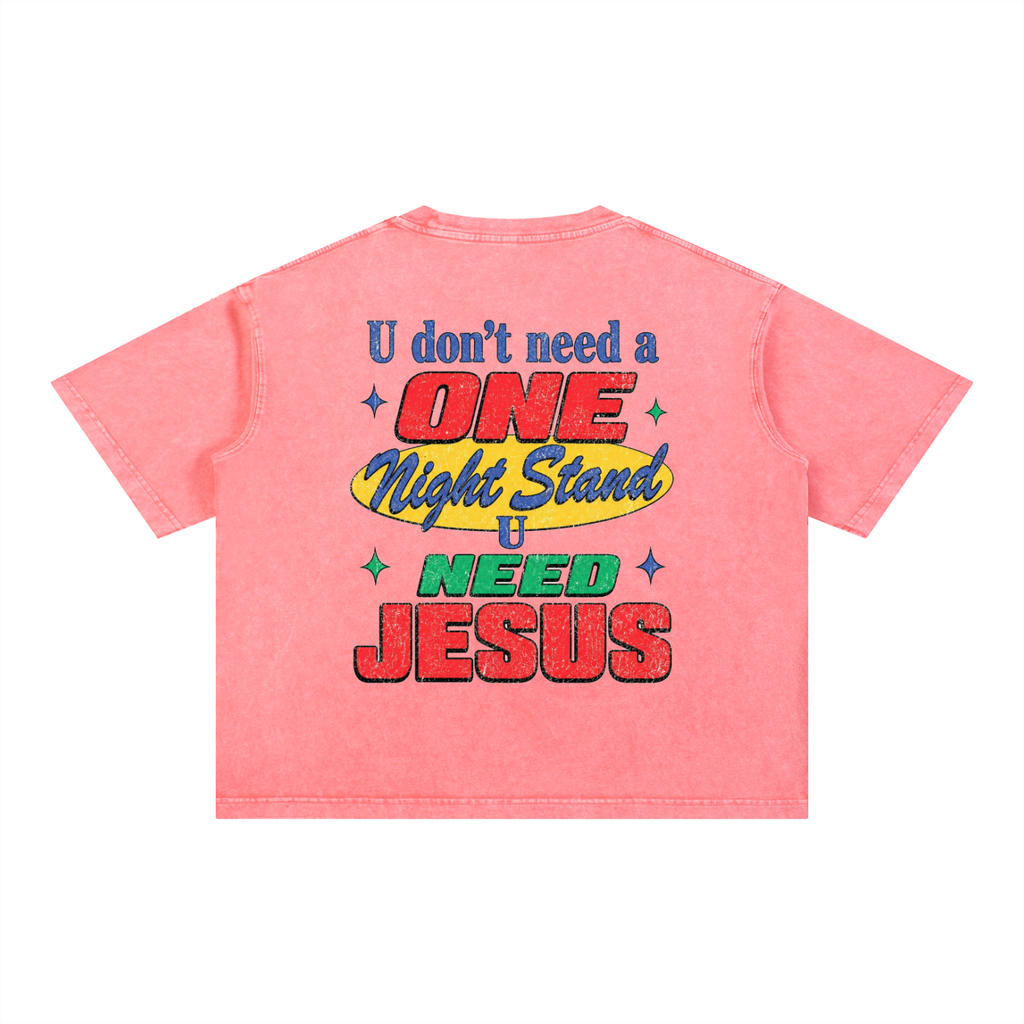 U need Jesus OC Varsity- adult unisex Mineral Wash Boxy Cotton T-Shirt