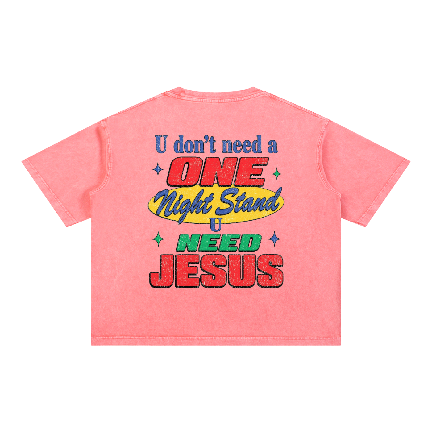 U need Jesus OC Varsity- adult unisex Mineral Wash Boxy Cotton T-Shirt