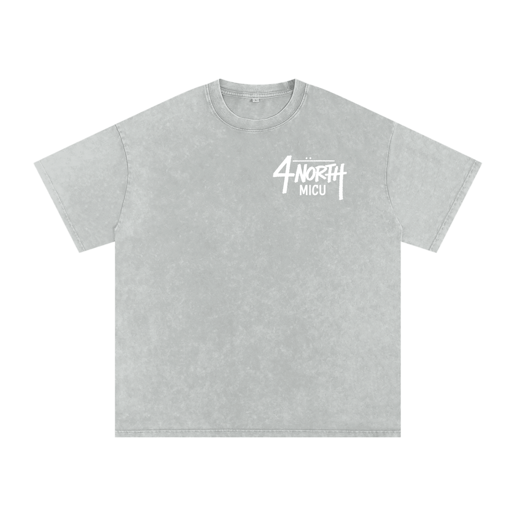4 North white lettering- adult unisex Snow Washed Oversized Cotton T-Shirt