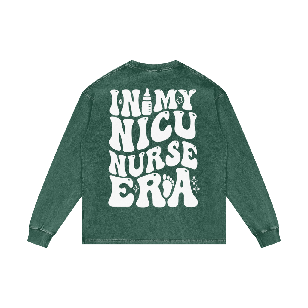NICU- adult unisex Acid Wash Oversize Long Sleeve T-Shirt