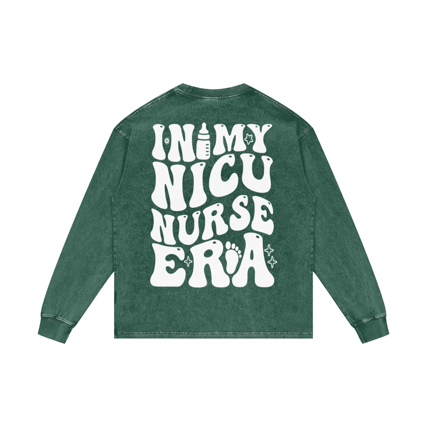NICU- adult unisex Acid Wash Oversize Long Sleeve T-Shirt