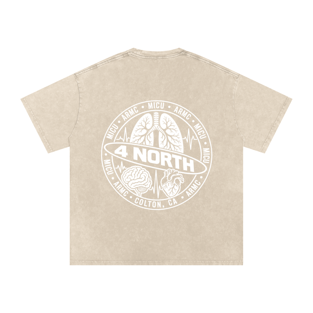 4 North white lettering- adult unisex Snow Washed Oversized Cotton T-Shirt