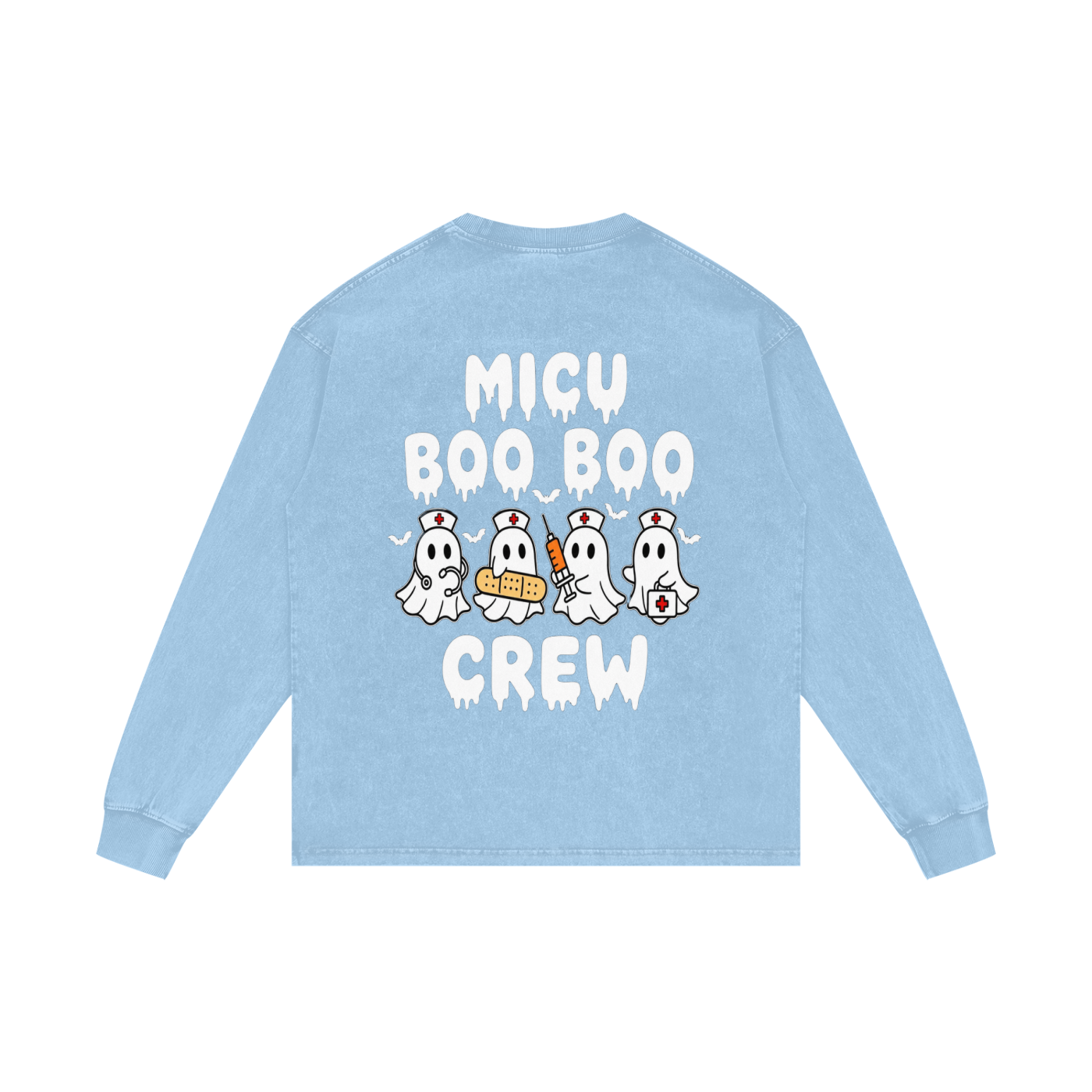 4 North BOO BOO CREW-adult unisex Acid Wash Oversize Long Sleeve T-Shirt