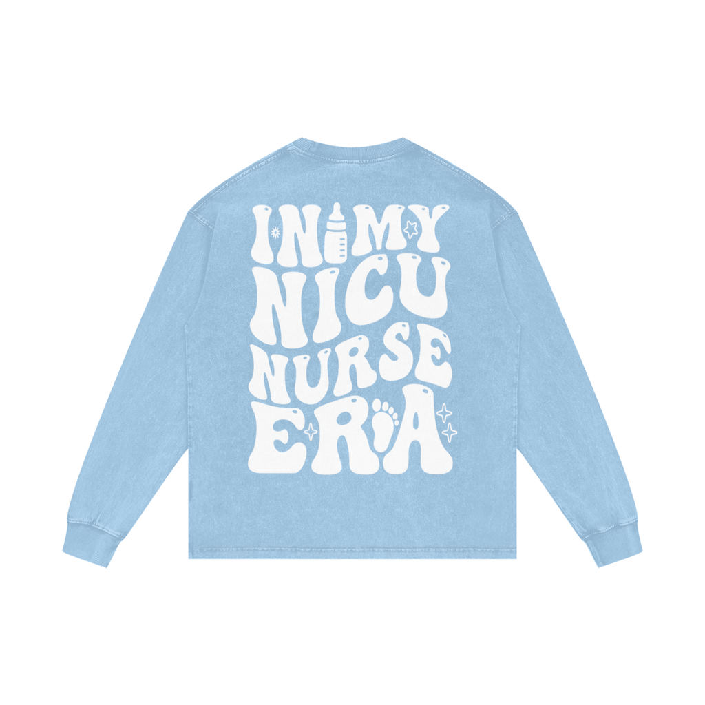 NICU- adult unisex Acid Wash Oversize Long Sleeve T-Shirt