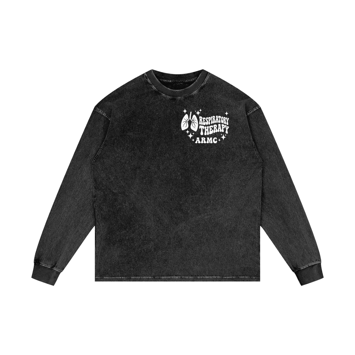 Respiratory Therapy- adult unisex Acid Wash Oversize Long Sleeve T-Shirt