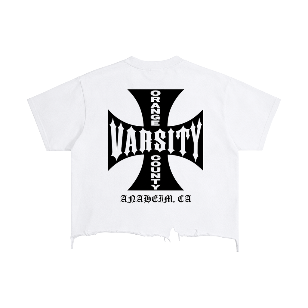 CHOPPERS OC VARSITY-adult unisex Vintage Wash Boxy Distressed Hem T-Shirt