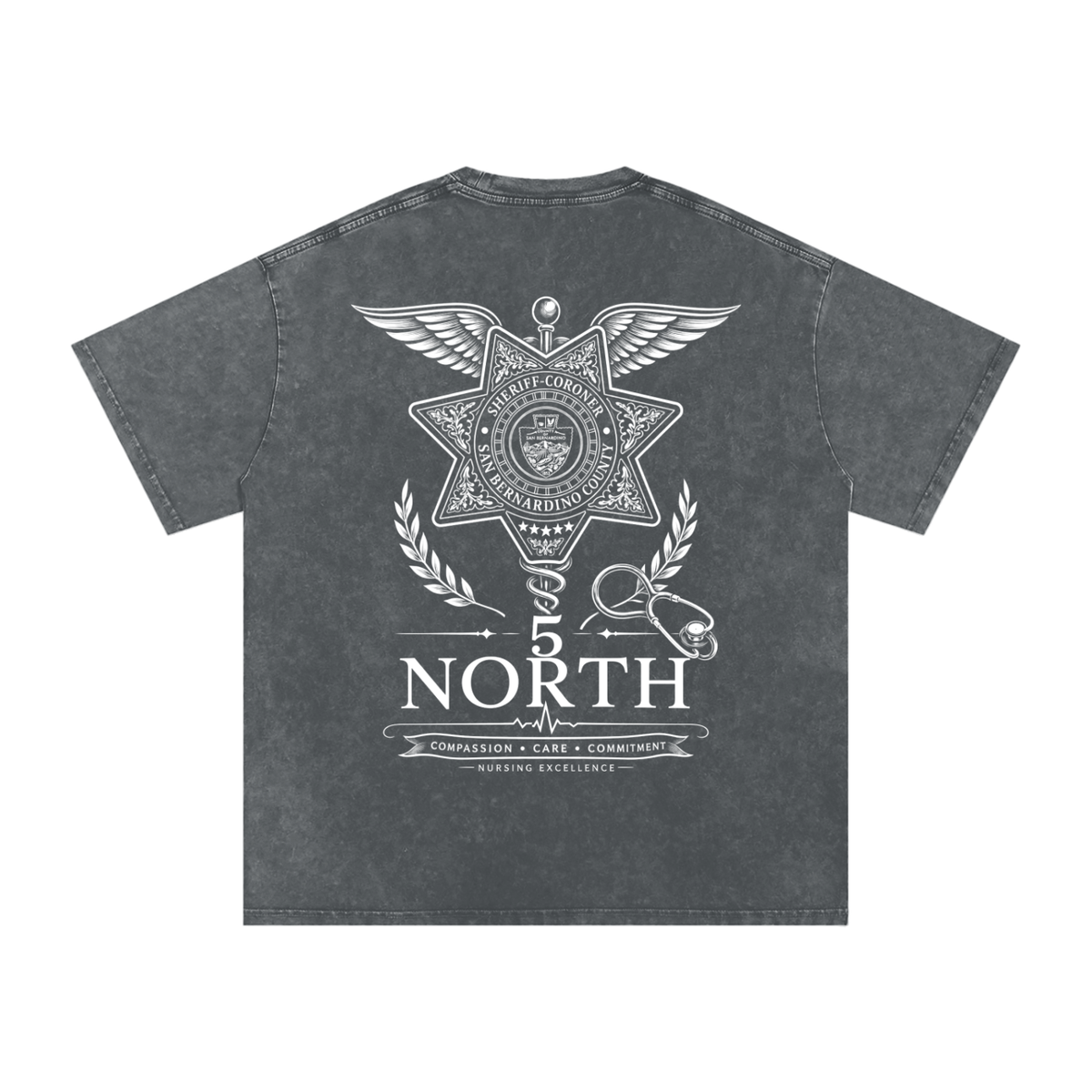 5 North-adult unisex Snow Washed Oversized Cotton T-Shirt