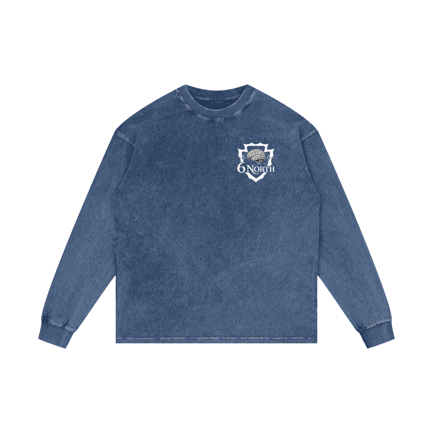 6 North White Lettering - Acid Wash Oversize Long Sleeve T-Shirt
