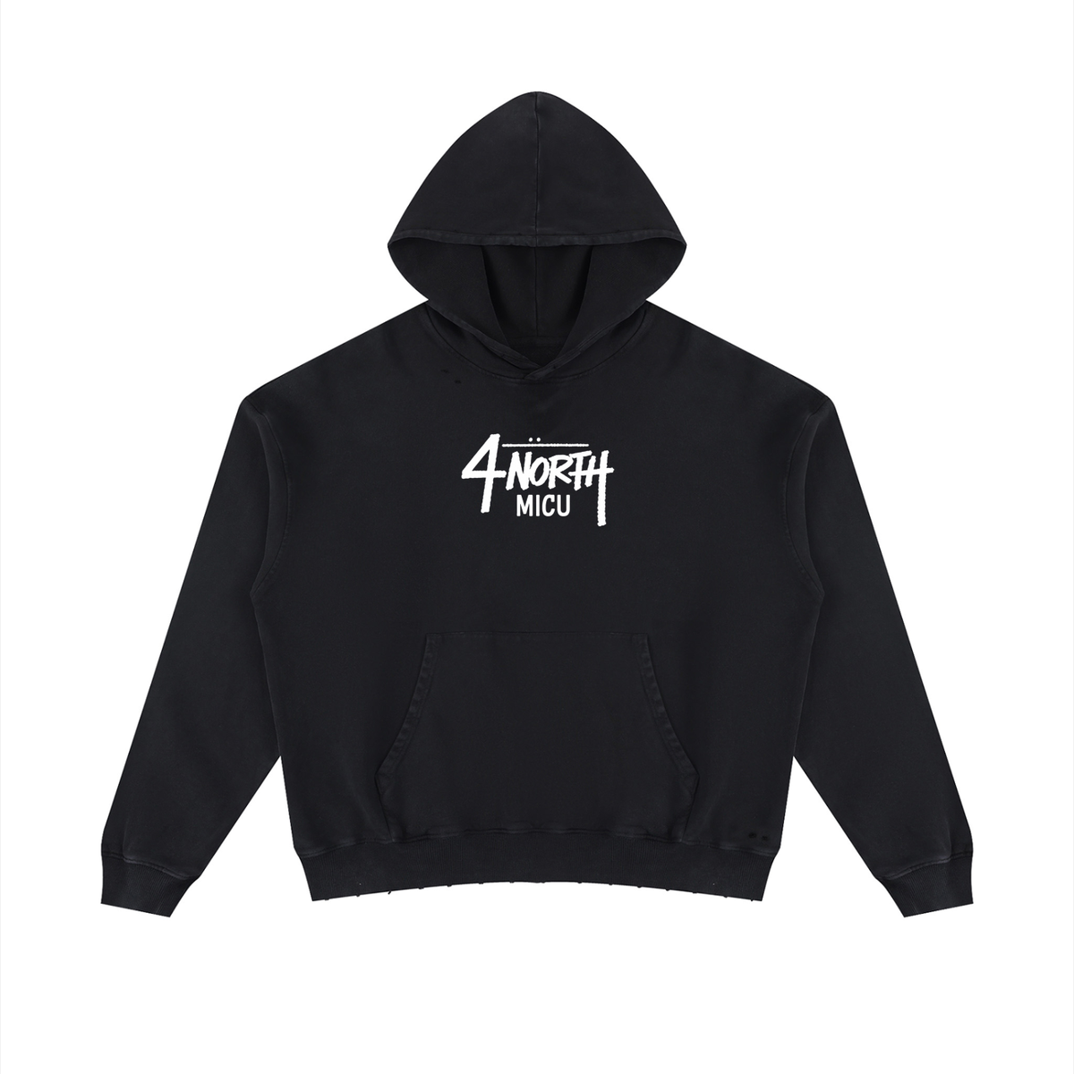 4 North-adult unisex Mineral Wash Distressed Hoodie