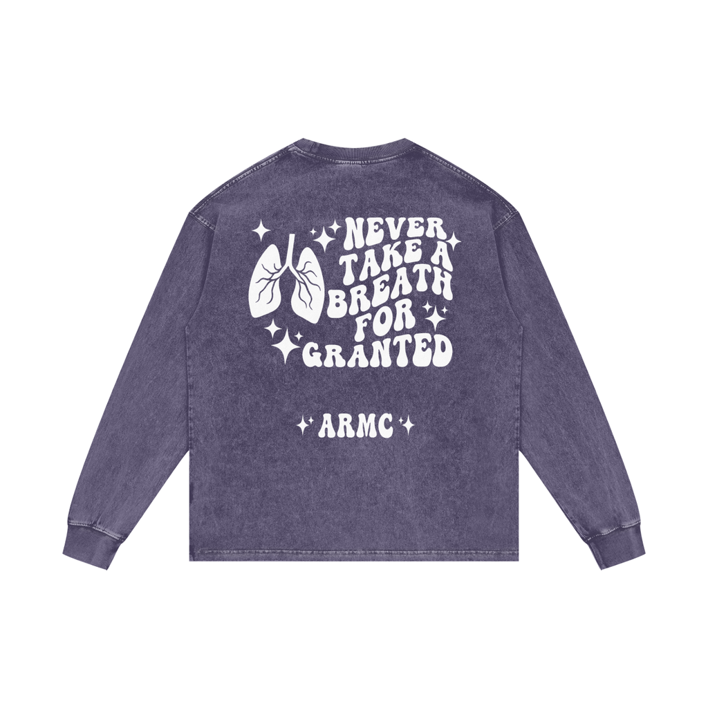 Respiratory Therapy- adult unisex Acid Wash Oversize Long Sleeve T-Shirt
