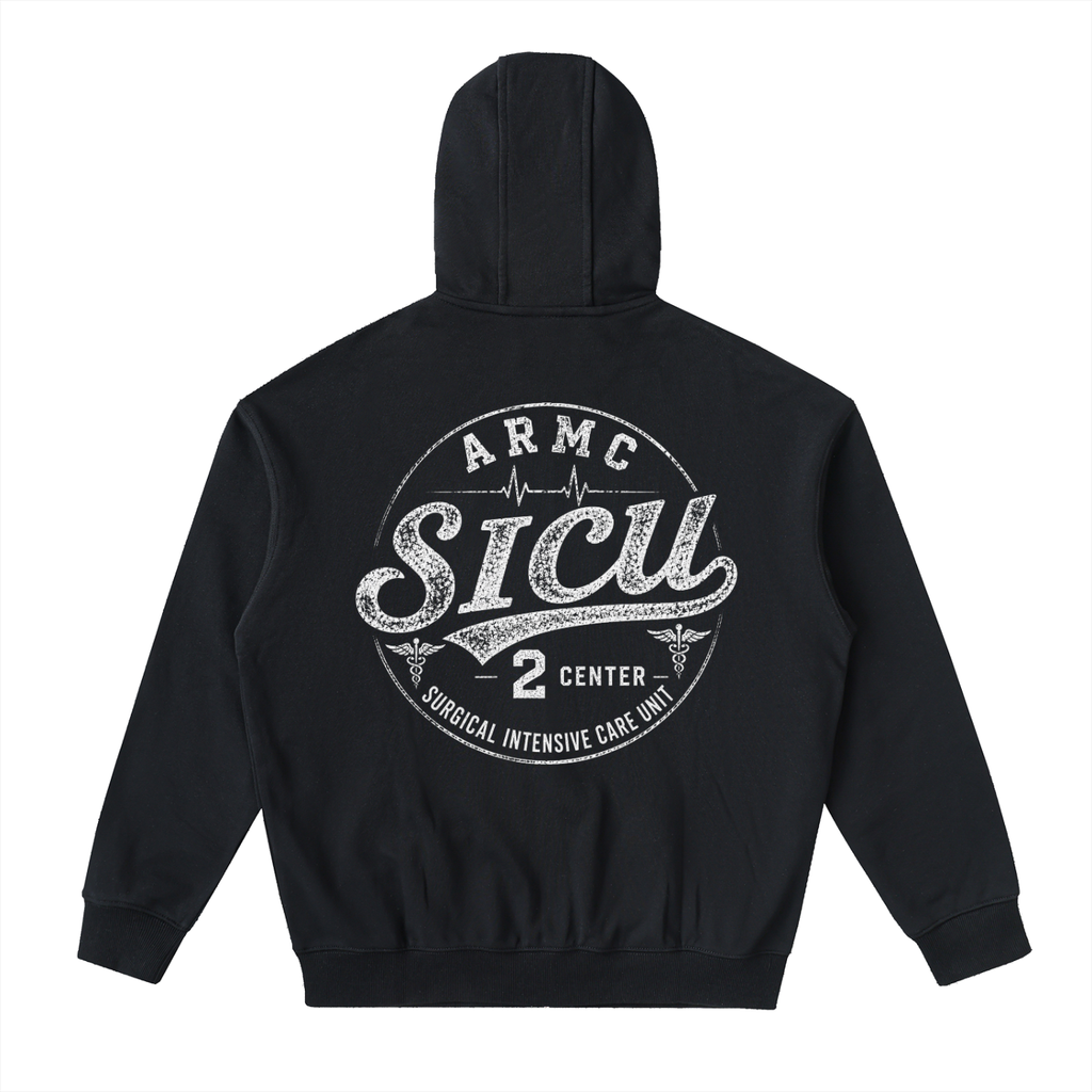 2 Center SICU- adult unisex Drop-Shoulder Zip Up Hoodie