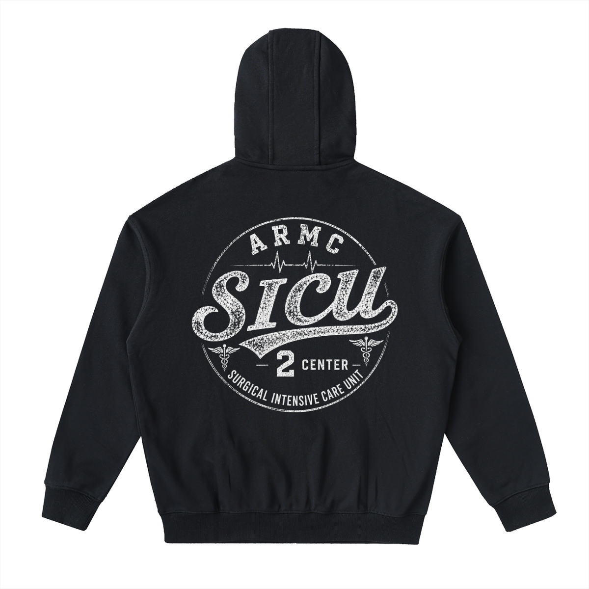 2 Center SICU- adult unisex Drop-Shoulder Zip Up Hoodie