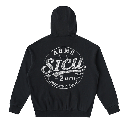 2 Center SICU- adult unisex Drop-Shoulder Zip Up Hoodie
