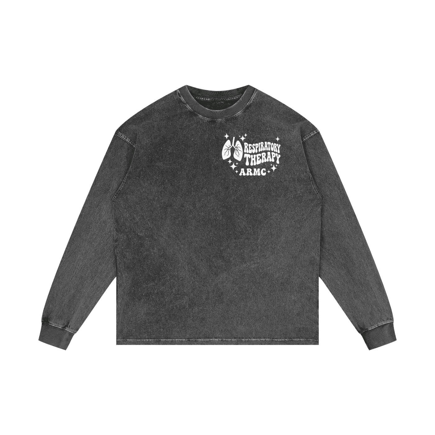 Respiratory Therapy- adult unisex Acid Wash Oversize Long Sleeve T-Shirt