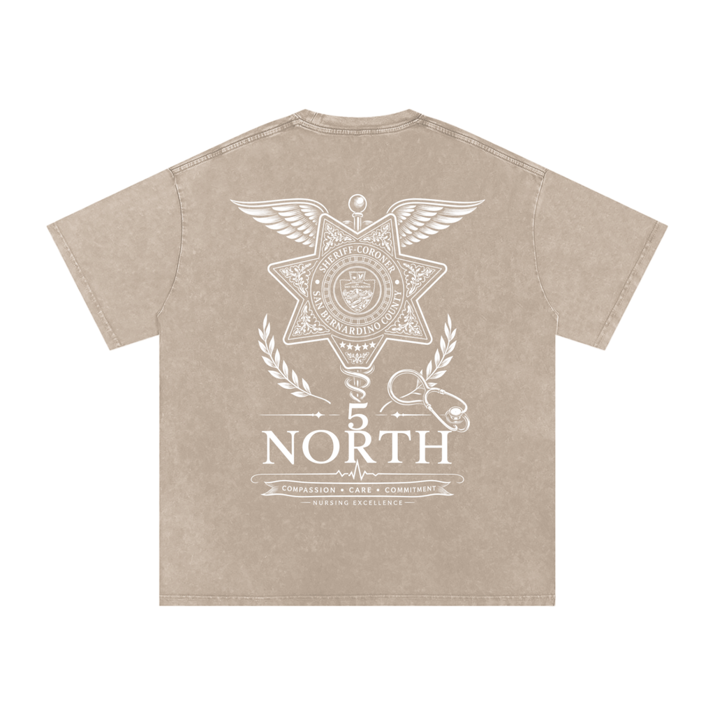 5 North-adult unisex Snow Washed Oversized Cotton T-Shirt