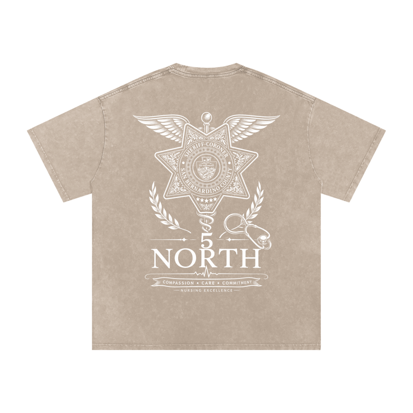 5 North-adult unisex Snow Washed Oversized Cotton T-Shirt