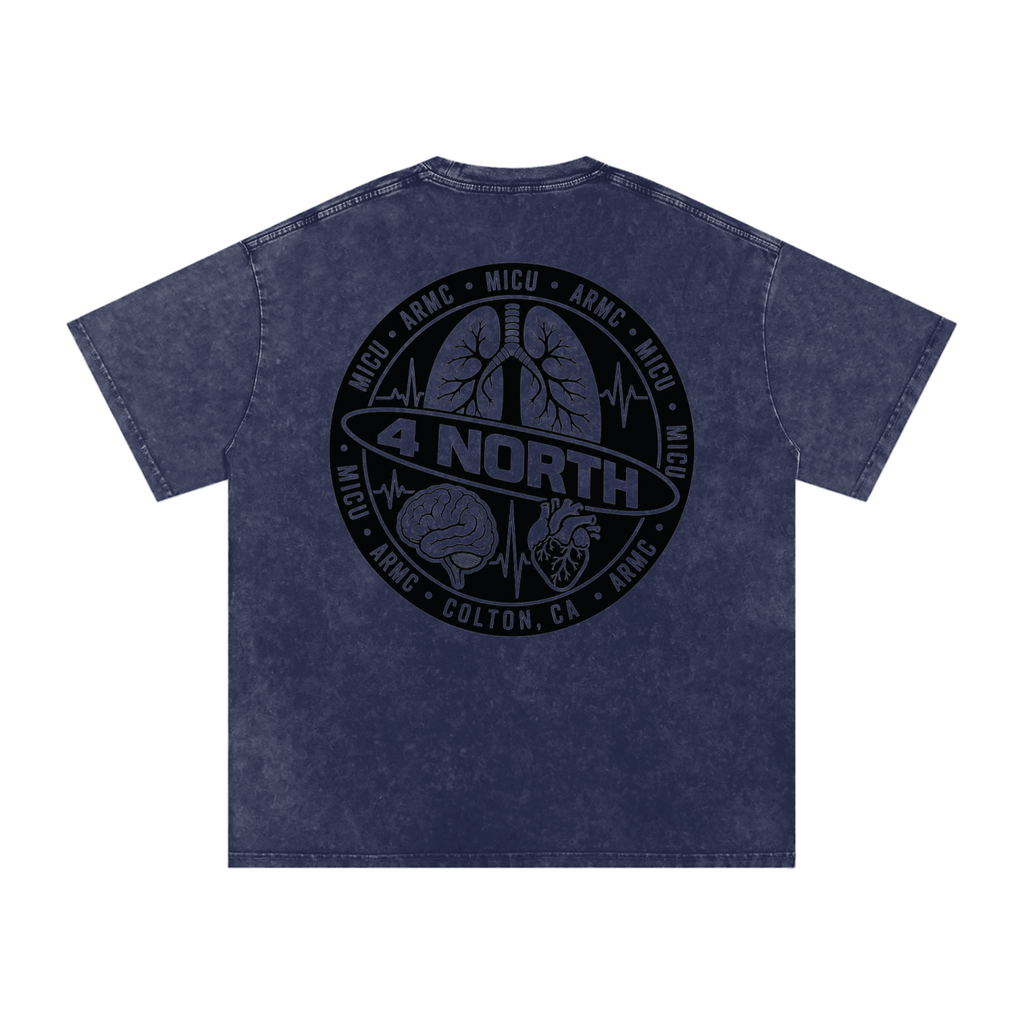 4 North black lettering- adult unisex Snow Washed Oversized Cotton T-Shirt