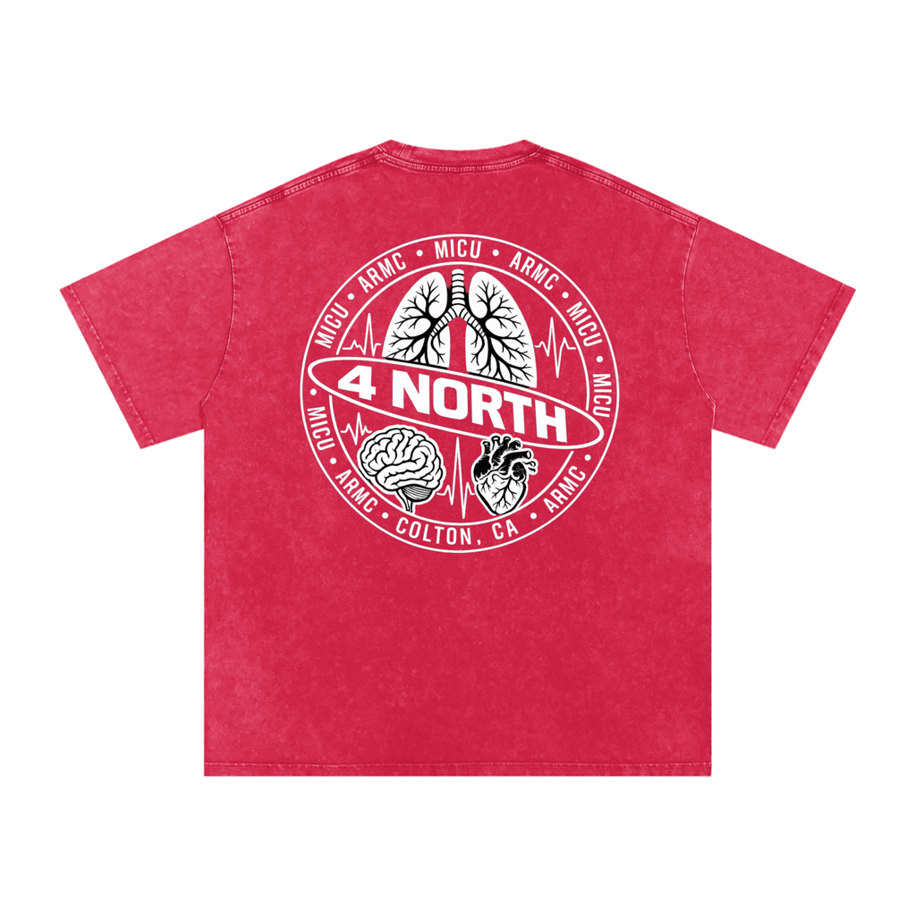 4 North white lettering- adult unisex Snow Washed Oversized Cotton T-Shirt