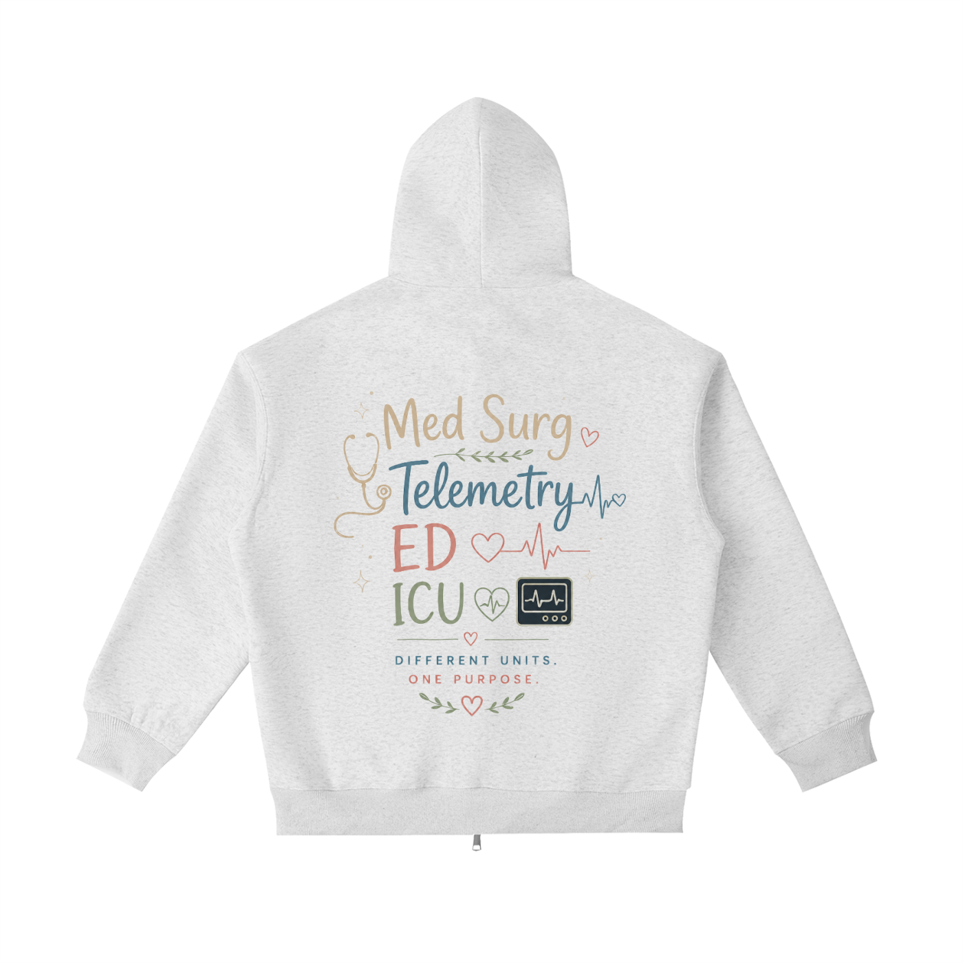 custom nurse zip up- adult unisex pocket hoodie