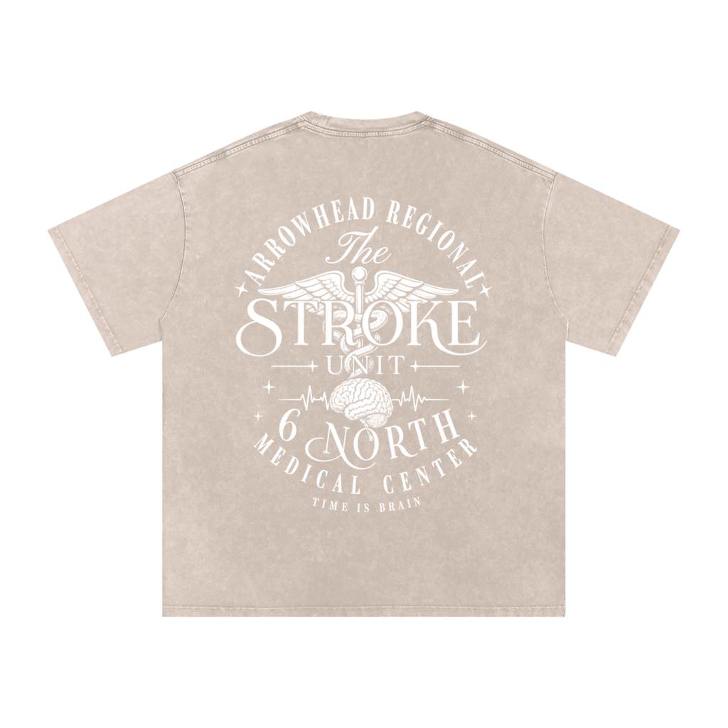 6 North white Lettering - adult unisex Snow Washed Oversized Cotton T-Shirt