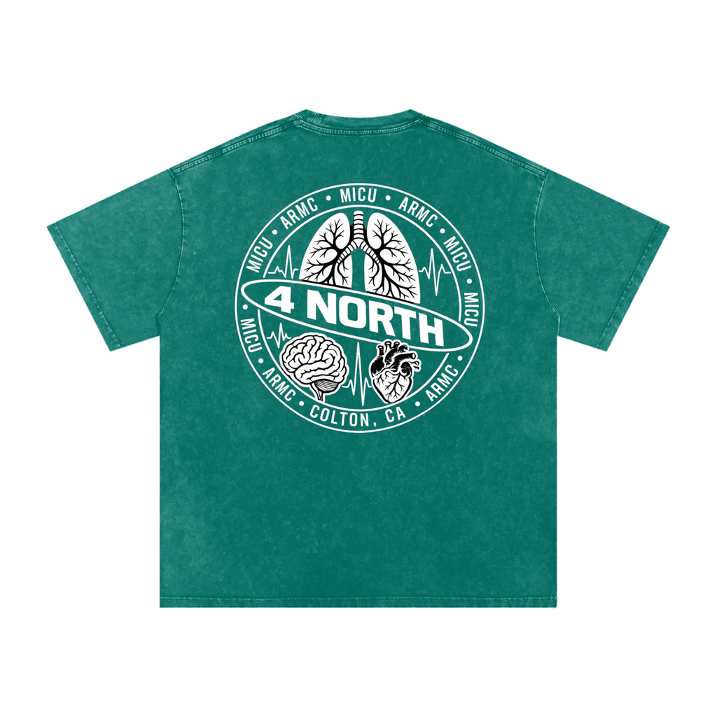4 North white lettering- adult unisex Snow Washed Oversized Cotton T-Shirt